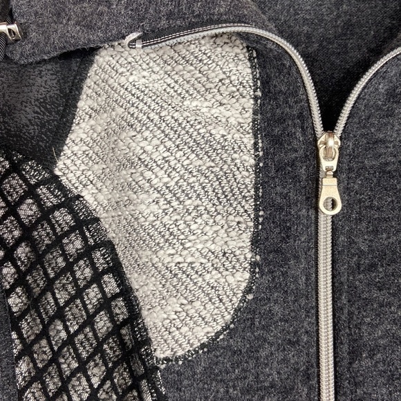 MICHAEL Tyler Full Zip Jacket Gray Black Abstract Patchwork Art To Wear Cardigan - Picture 4 of 16